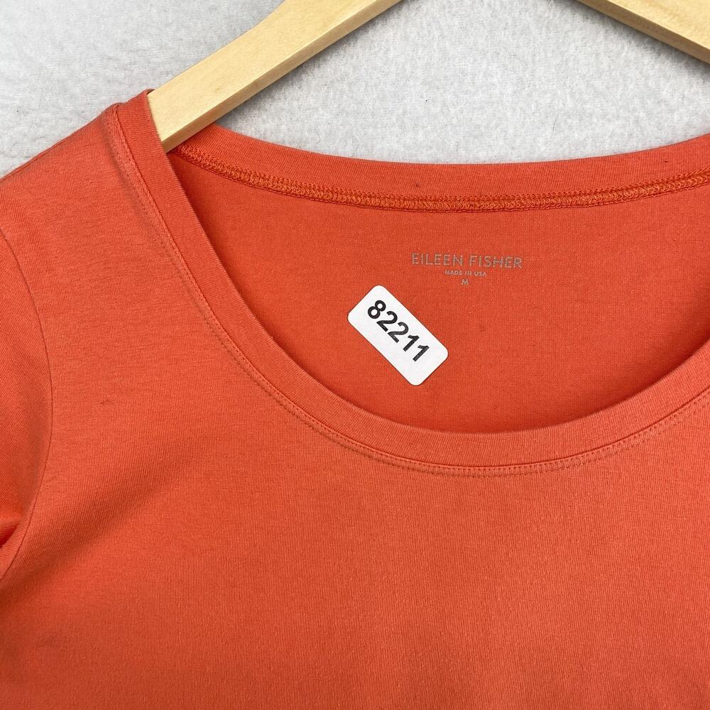 EILEEN FISHER Top M Stretch Organic Cotton Jersey Short Sleeve Basic Orange USA - Picture 10 of 10